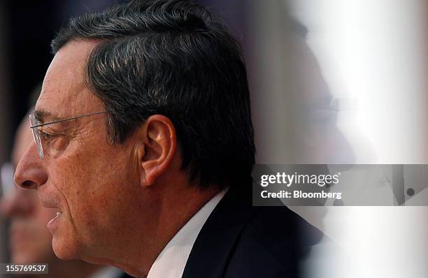 Mario Draghi, president of the European Central Bank , speaks during a news conference at the bank's headquarters in Frankfurt, Germany, on Thursday,...