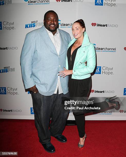 Actor Quinton Aaron and Model Jenna Bentley attend the City of Hope's Music and Entertainment Industry Group's 5th annual comedy roast at The House...