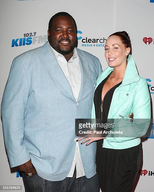 Actor Quinton Aaron and Model Jenna Bentley attend the City of Hope's Music and Entertainment Industry Group's 5th annual comedy roast at The House...