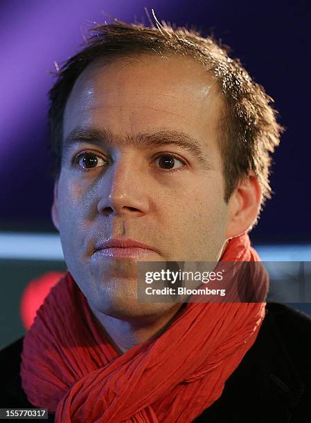 Luke Wood, president and chief operating officer of Beats Electronics LLC, pauses during a Bloomberg Television interview in London, U.K., on...