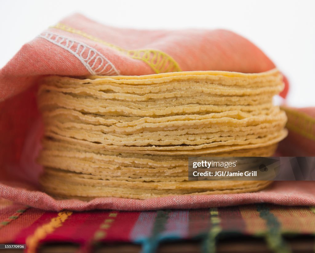 Stack of corn tortillas