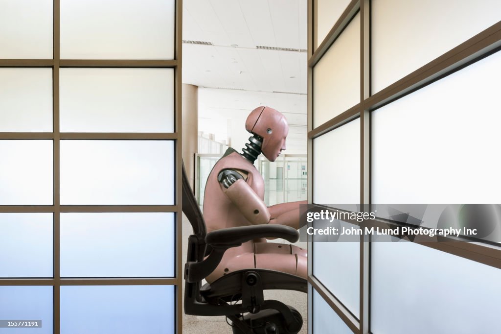 Robot working in office