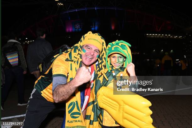 Australia fans show their support prior to the FIFA Women's World Cup Australia & New Zealand 2023 Group B match between Australia and Ireland at...