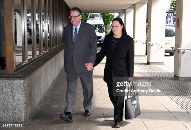 John Letby and Susan Letby, parents of nurse Lucy Letby, arrive at Manchester Crown Court on July 20, 2023 in Manchester, England. British nurse Lucy...