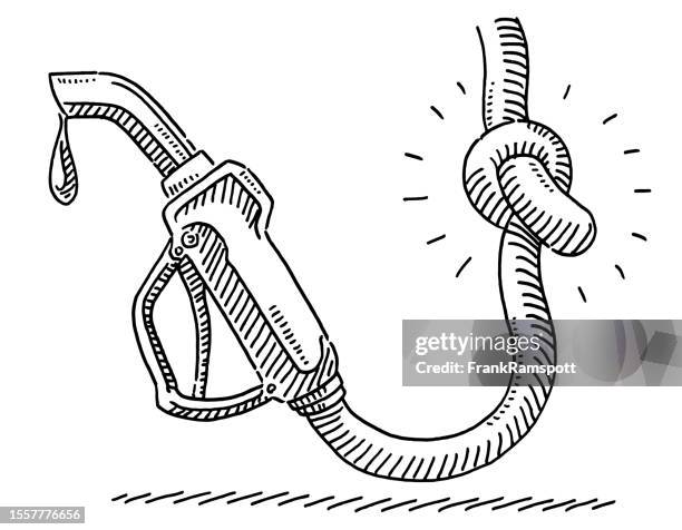 gas pump nozzle knot drawing - hose vector stock illustrations