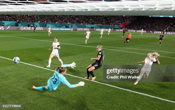 Hannah Wilkinson of New Zealand scores her team's first goal past Aurora Mikalsen of Norway during the FIFA Women's World Cup Australia & New Zealand...