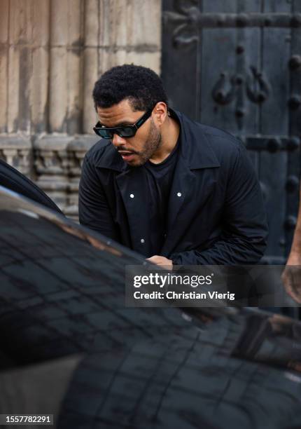 The Weeknd Abel Makkonen Tesfaye is seen leaving Santa Maria del Mar while on world tour in Barcelona on July 19, 2023 in Barcelona, Spain.