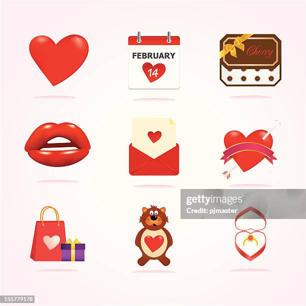valentine icons - ring box stock illustrations