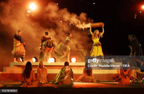 Dancers perform prior to the FIFA Women's World Cup Australia & New Zealand 2023 Group B match between Australia and Ireland at Stadium Australia on...