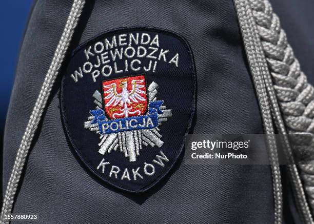 Provincial Police badge seen during the celebration of the Police Day in Lesser Poland Province held in Wawel Castle, in Krakow, on July 27 in...