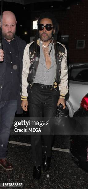 Lenny Kravitz is seen leaving Mick Jagger's 80th Birthday at Embargo on July 26 2023 in London, United Kingdom.