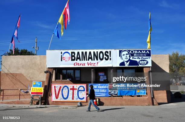 Barack Obama supporter visits the Democratic Party's headquarters in Espanola, New Mexico, a few days before the 2012 presidential election. A...