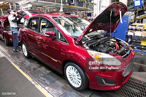 Ford C-MAX hybrid vehicle goes through assembly at the Michigan Assembly Plant November 8, 2012 in Wayne, Michigan. The plant is the only one in the...