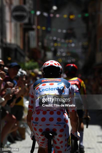 Detailed view of Giulio Ciccone of Italy and Team Lidl-Trek - Polka dot Mountain Jersey prior to the stage eighteen of the 110th Tour de France 2023...