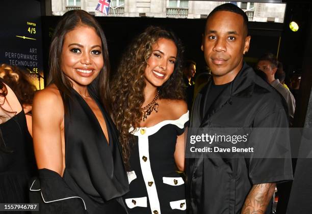 Emma Weymouth, Marchioness of Bath,, Maya Jama and Reggie Yates attend launch of Lotus London, the first flagship in Europe for Lotus cars, on July...