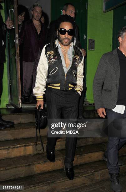 Lenny Kravitz is seen leaving Mick Jagger's 80th Birthday at Embargo on July 26, 2023 in London, United Kingdom.