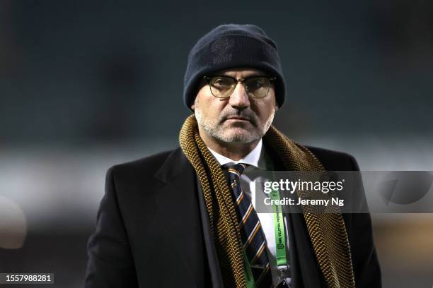 Chairman of the Tigers Lee Hagipantelis walks off after defeat the round 21 NRL match between St George Illawarra Dragons and Wests Tigers at WIN...