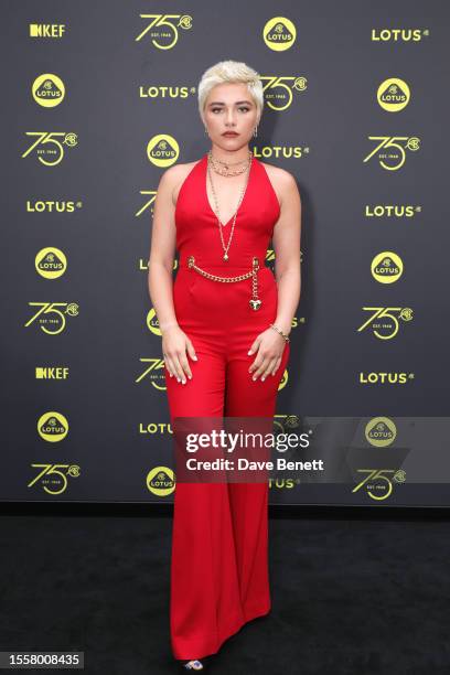 Florence Pugh attends the launch of Lotus London, the first flagship in Europe for Lotus cars, on July 27, 2023 in London, England.