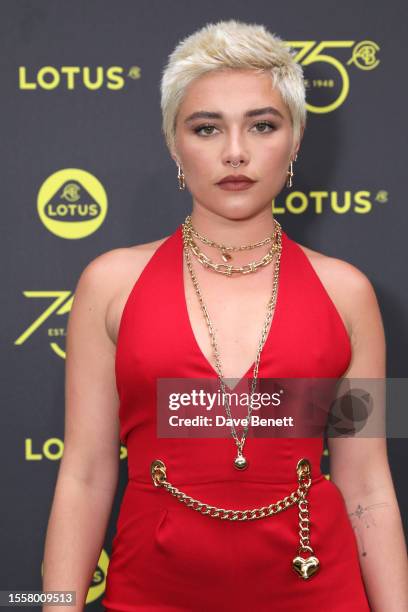 Florence Pugh attends the launch of Lotus London, the first flagship in Europe for Lotus cars, on July 27, 2023 in London, England.