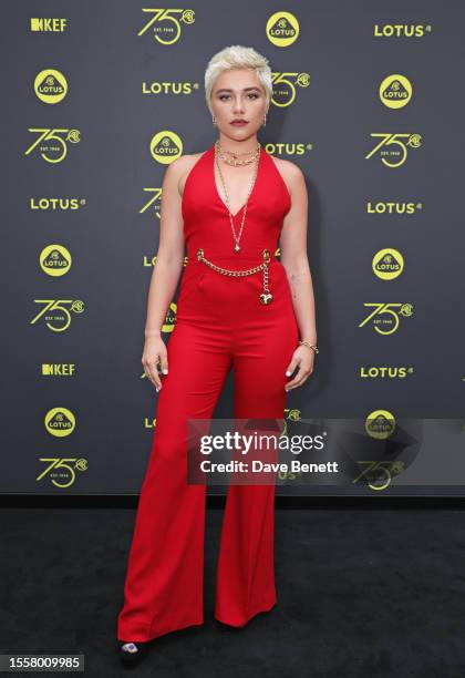 Florence Pugh attends the launch of Lotus London, the first flagship in Europe for Lotus cars, on July 27, 2023 in London, England.