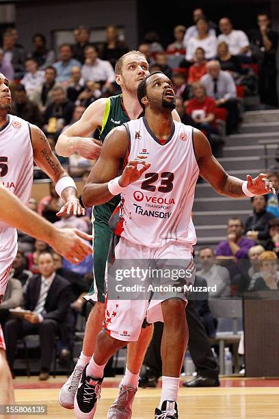 Shelden Williams, #23 of Elan Chalon-sur-Saone in action during the 2012-2013 Turkish Airlines Euroleague Regular Season Game Day 5 between Elan...