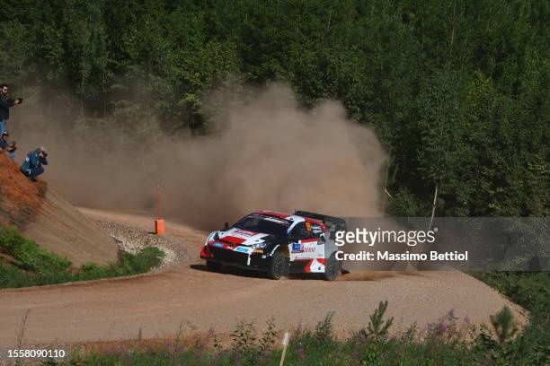 Kalle Rovanpera of Finland and Jonne Halttunen of Finland are competing with their Toyota Gazoo Racing WRT Toyota GR Yaris Rally1 during Day One of...