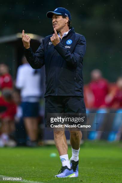 Rudi Garcia, head coach of SSC Napoli, reacts during the pre-season friendly football match between SSC Napoli and SPAL. The match ended 1-1 tie.