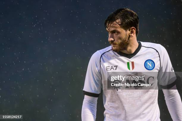 Khvicha Kvaratskhelia of SSC Napoli looks on during the pre-season friendly football match between SSC Napoli and SPAL. The match ended 1-1 tie.