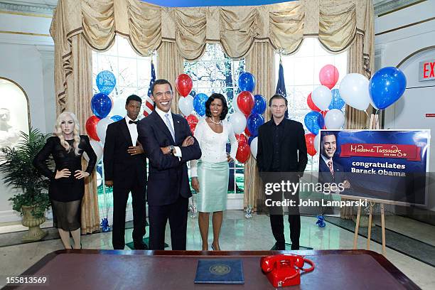 Wax figures of Lady Gaga, Denzel Washington, U.S. President Barack Obama, First Lady Mjichelle Obama and Leonardo DiCaprio are displayed as Madame...