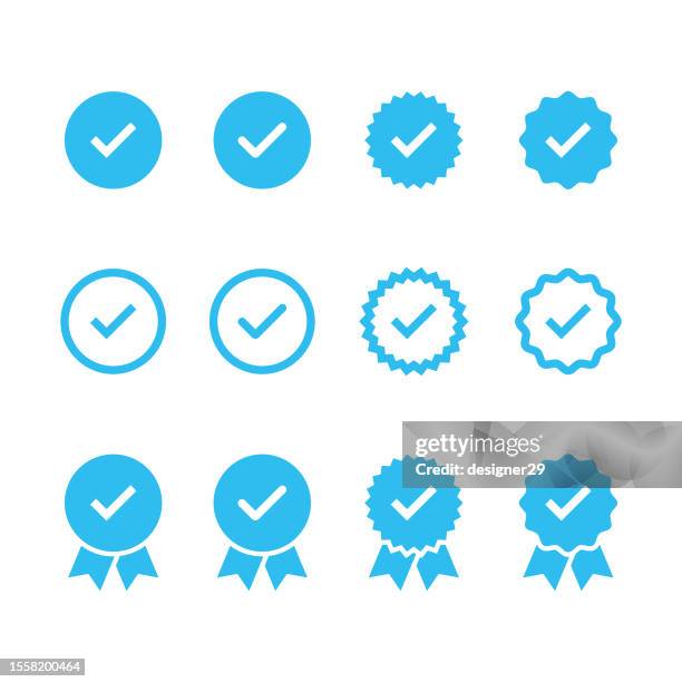 ilustraciones, imágenes clip art, dibujos animados e iconos de stock de conjunto de iconos de verificación y marcación. - recibos