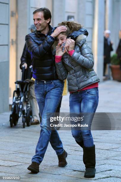 Massimiliano Allegri and his daughter Valentina Allegri are seen on November 8, 2012 in Milan, Italy.