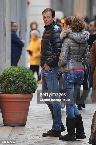 Massimiliano Allegri and his daughter Valentina Allegri are seen on November 8, 2012 in Milan, Italy.