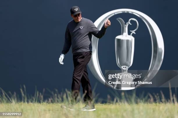 Phil Mickelson of the United States walks to the 1st tee on Day One of The 151st Open at Royal Liverpool Golf Club on July 20, 2023 in Hoylake,...