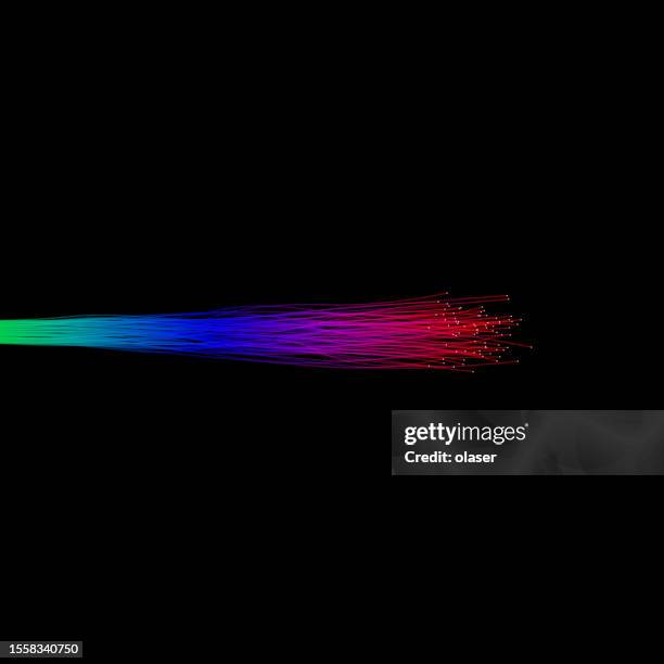 illustrazioni stock, clip art, cartoni animati e icone di tendenza di fascio dritto di fibre ottiche con estremità luminose - fascio