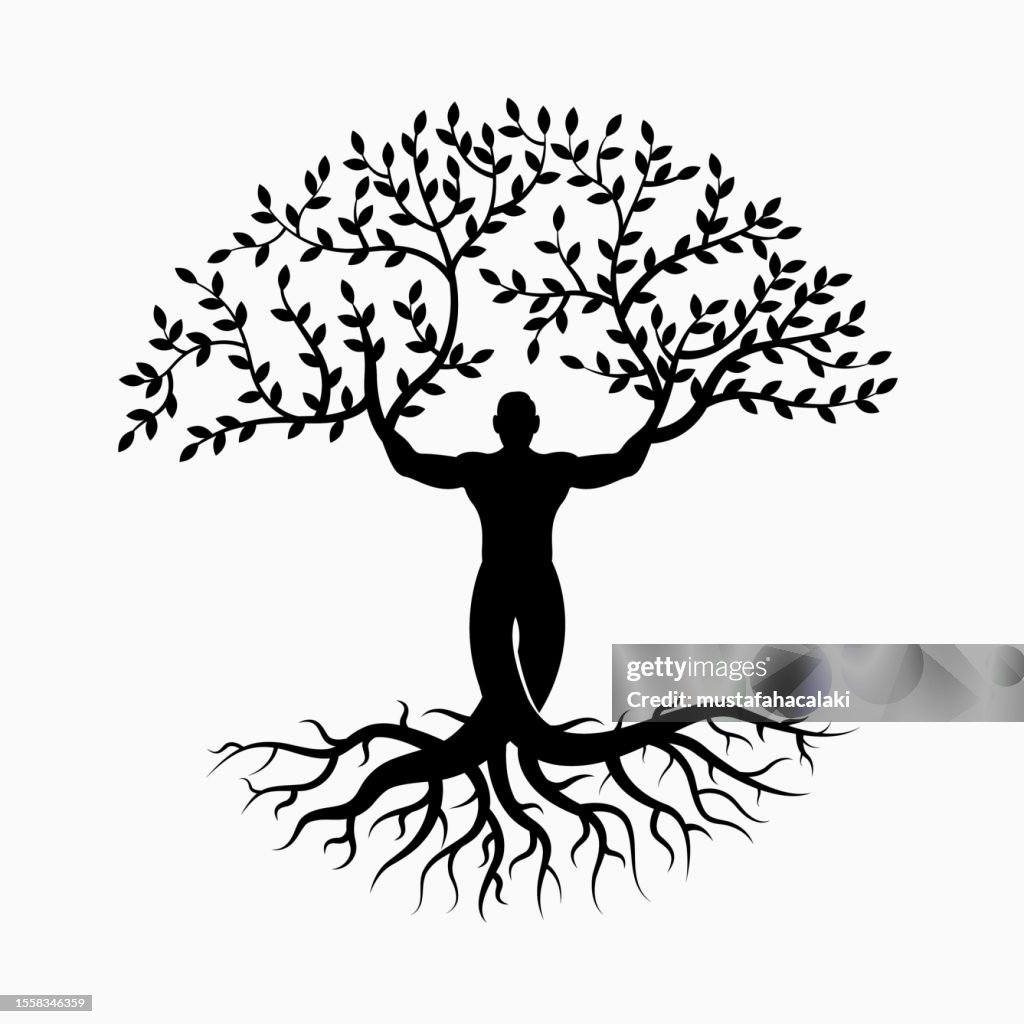 Taking root theme black and white emblem