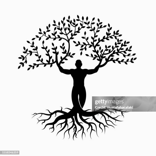 taking root theme black and white emblem - spiritual enlightenment stock illustrations