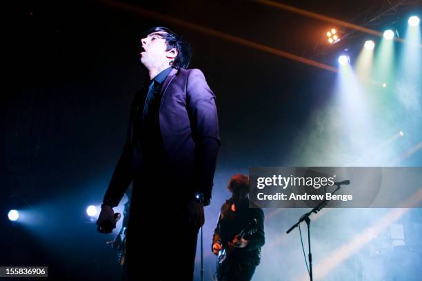 Stuart Richardson and Ian Watkins of Lostprophets performs at Manchester Apollo on November 8, 2012 in Manchester, England.