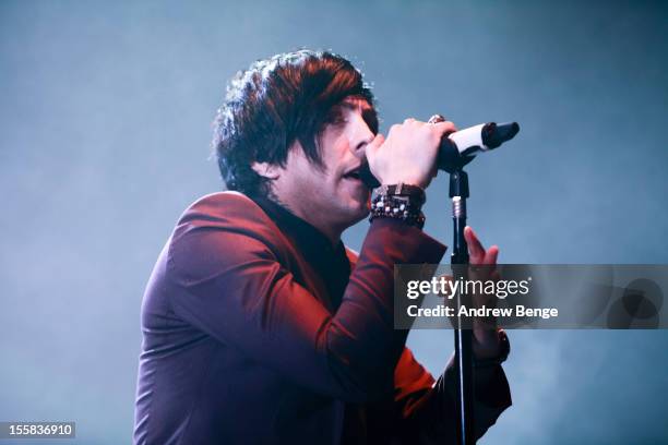 Ian Watkins of Lostprophets performs at Manchester Apollo on November 8, 2012 in Manchester, England.