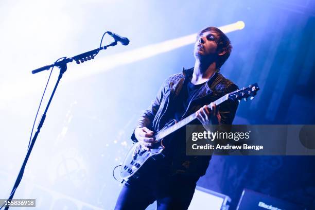 Mike Lewis of Lostprophets performs at Manchester Apollo on November 8, 2012 in Manchester, England.