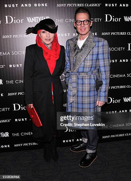 Debbie Harry and Todd Thomas attend The Cinema Society with Dior & Vanity Fair screening of "Rust And Bone" at Landmark Sunshine Cinema on November...