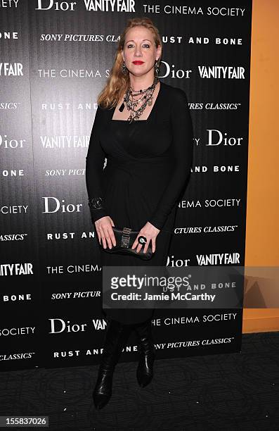 Amy Sacco attends The Cinema Society with Dior & Vanity Fair screening of "Rust And Bone" at Landmark Sunshine Cinema on November 8, 2012 in New York...