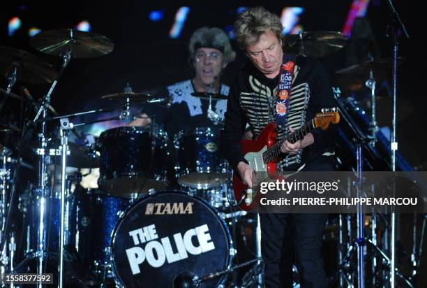 Guitarist of British band "The Police", Andy Summers performs during the "Rock in Rio" music festival in Arganda del Rey near Madrid on July 05,...