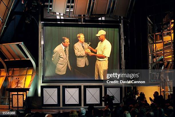 Tiger Woods of the USA receives his award at the Laureus Sports Awards at the Sporting Club Monte Carlo, Monaco. \ Mandatory Credit: Dave Cannon...