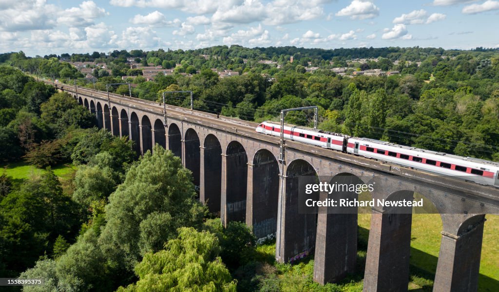 Train Travelling over The Digswell Viaduct