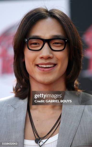 South Korean actor and musician Rain arrives at the premiere of Speed Racer at the Nokia Theater in Los Angeles, California, April 26, 2008. "Speed...