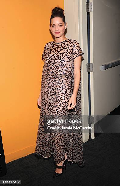 Actress Marion Cotillard attends The Cinema Society with Dior & Vanity Fair screening of "Rust And Bone" at Landmark Sunshine Cinema on November 8,...