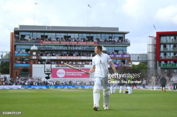 England batsman Zak Crawley acknowledges the applause as he leaves the field after being dismissed for 189 runs during day two of the LV= Insurance...