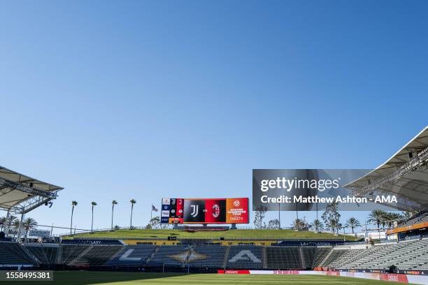 General view of the Dignity Health Sports Park the home stadium of LA Galaxy during the Pre-Season Friendly match between Juventus and AC Milan at...