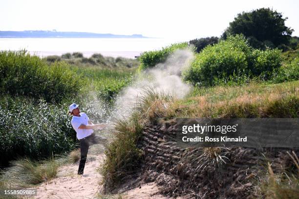 Travis Smyth of Australia plays his 4th shot on the 17th hole on Day One of The 151st Open at Royal Liverpool Golf Club on July 20, 2023 in Hoylake,...