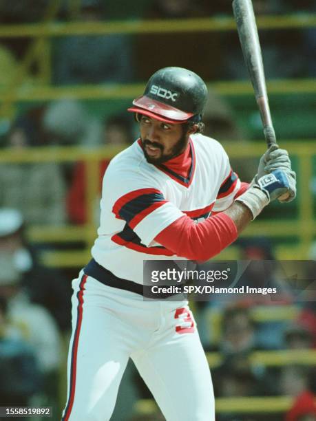 Harold Baines of the Chicago White Sox bats during a game at Comiskey Park circa 1982 in Chicago, Illinois.